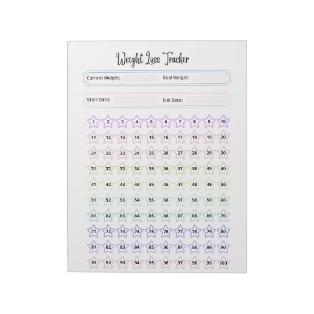 Customisable Weight Loss Tracker Template Notepad (Rotated)