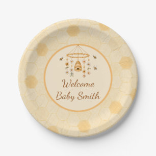 Customisable Welcome Baby Honeycomb Paper Plates