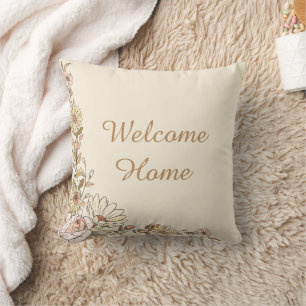 Customisable "Welcome Home" Botanical Pillow