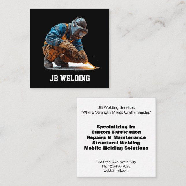 Customisable Welding Metalwork Design Square Business Card (Front/Back)