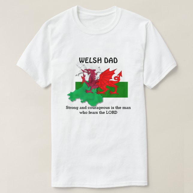 Customisable WELSH DAD Flag of Wales T-Shirt (Design Front)