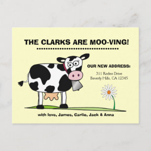 Customisable We're Moo-ving Postcard