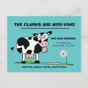 Customisable We're Moo-ving Postcard Robins Egg