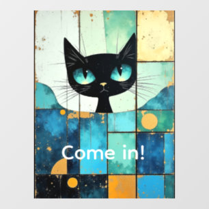 Customisable Whimsical Black Cat Window Cling