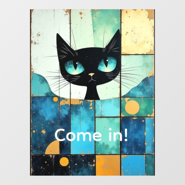 Customisable Whimsical Black Cat Window Cling (Sheet)