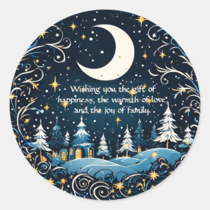 Customisable Whimsical Christmas Wishes Classic Round Sticker