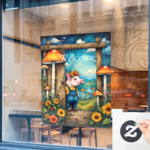 Customisable Whimsical Piglet Window Cling