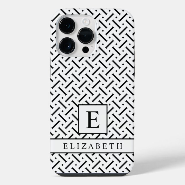 Customisable White And Black Geometric Pattern iPhone Case (Back)