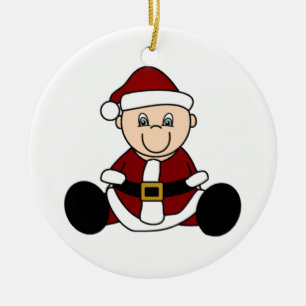 Customisable White Baby Santa Christmas Ornament