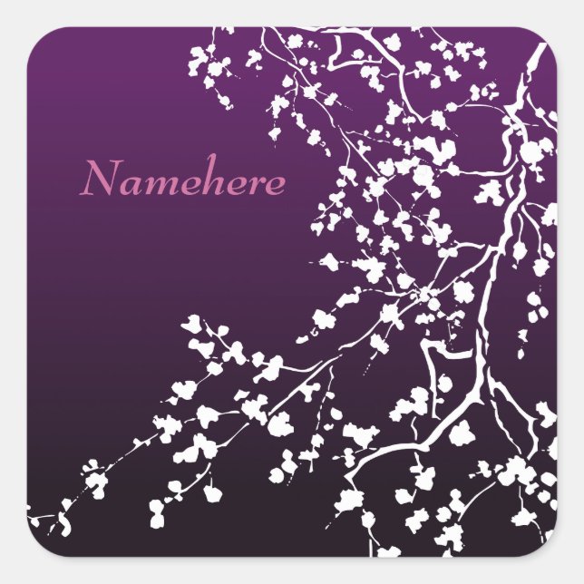 Customisable: White blossom Square Sticker (Front)