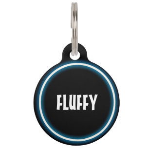 Customisable white blue neon pet tag