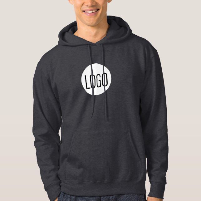 Customisable white business logo on black hoodie (Front)