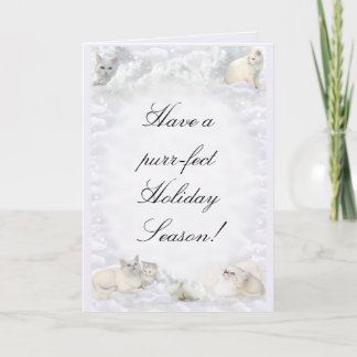 Customisable White Cats Holiday Card