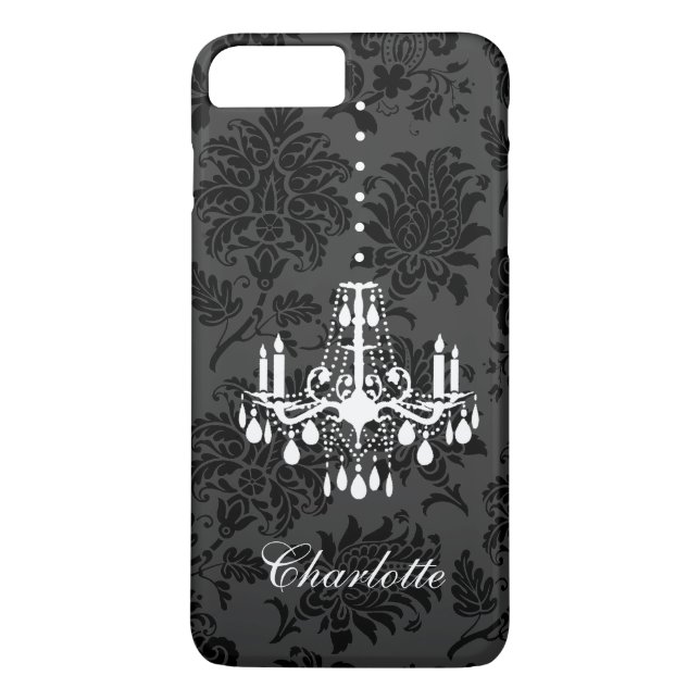 Customisable White Chandelier on Damask iPhone Cas Case-Mate iPhone Case (Back)