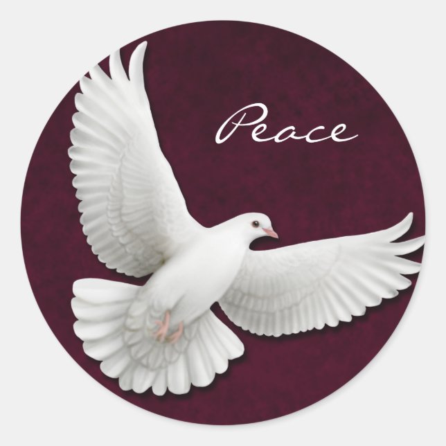 Customisable White Dove on Maroon Sticker (Front)