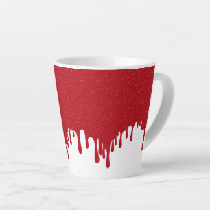 Customisable White Drip Tomato Red Latte Mug