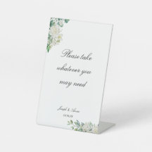 Customisable White Floral Bathroom Sign