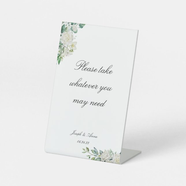 Customisable White Floral Bathroom Sign (Front)