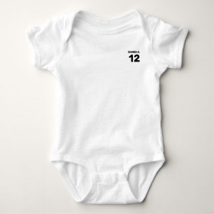 Customisable white (front left & back design) baby bodysuit