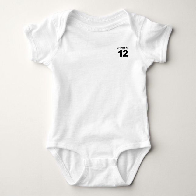 Customisable white (front left & back design) baby bodysuit (Front)