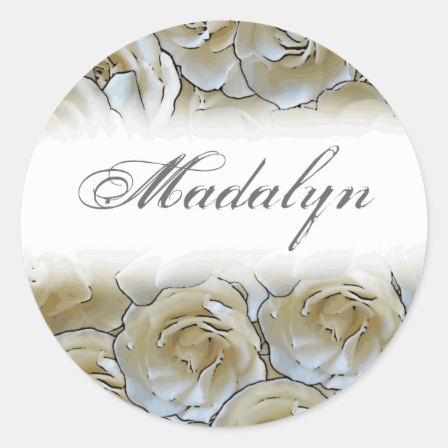 Customisable white gardenia flower stickers (Front)
