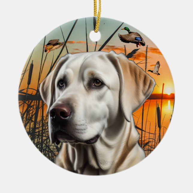Customisable White Labrador Ornament (Front)