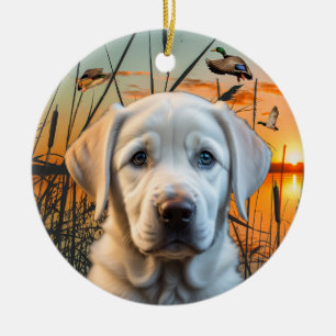 Customisable White Labrador Puppy Ornament