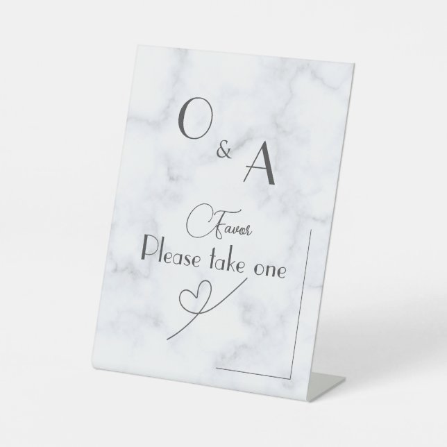 Customisable White Marble Pedestal wedding Sign (Front)