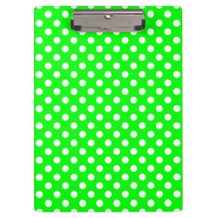 Customisable White on Lime Green Polka Dots Clipboard