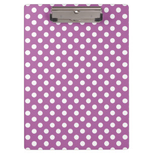 Customisable White on Radiant Orchid Polka Dots Clipboard