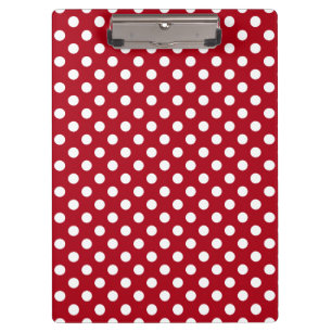 Customisable White on Red Polka Dots Clipboard