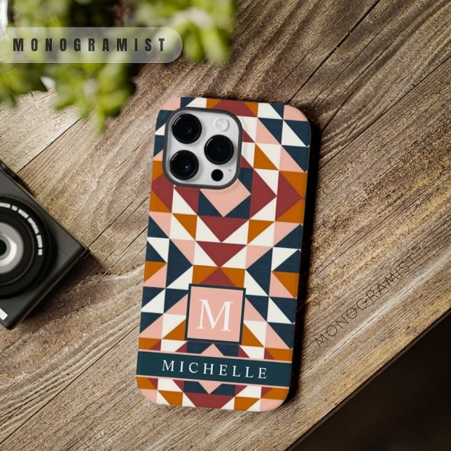 Customisable White Pink Red Orange Geometric  Case-Mate iPhone Case (Customizable White Pink Red Orange Geometric Case-Mate iPhone Case)