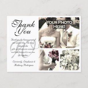 Customisable White Wedding Thank You Card 3 Photos