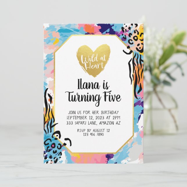Customisable Wild at Heart Birthday Invitation (Standing Front)