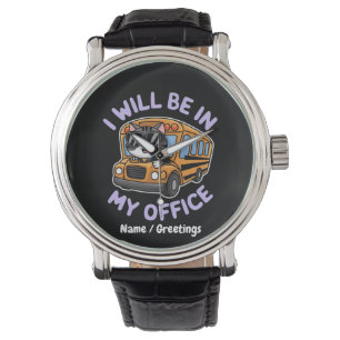 Customisable Will Be in My Office Cute Cat Driving Watch