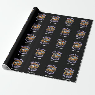 Customisable Will Be in My Office Cute Cat Driving Wrapping Paper