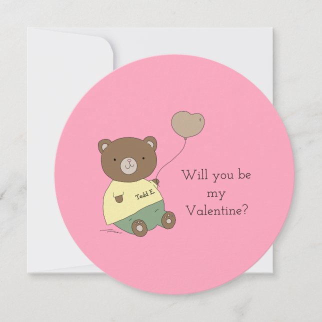 Customisable Will You Be My Valentine Pink  Holiday Card (Front)
