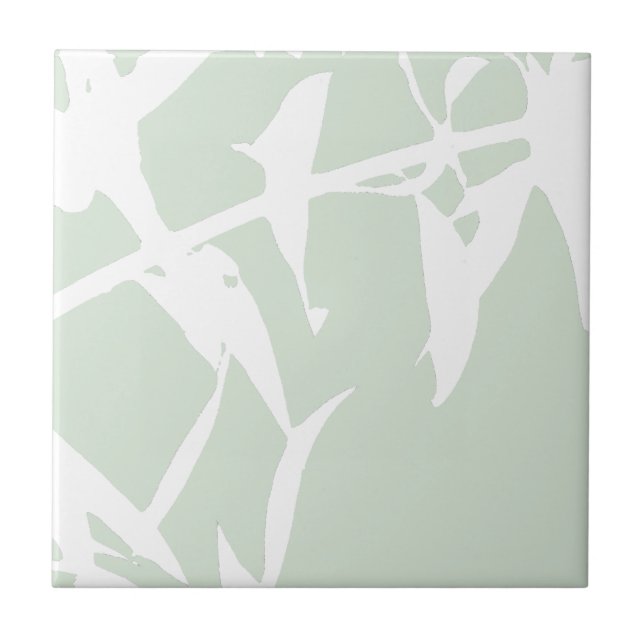 Customisable Willow Silhouette Sea Green Bathroom  Tile (Front)