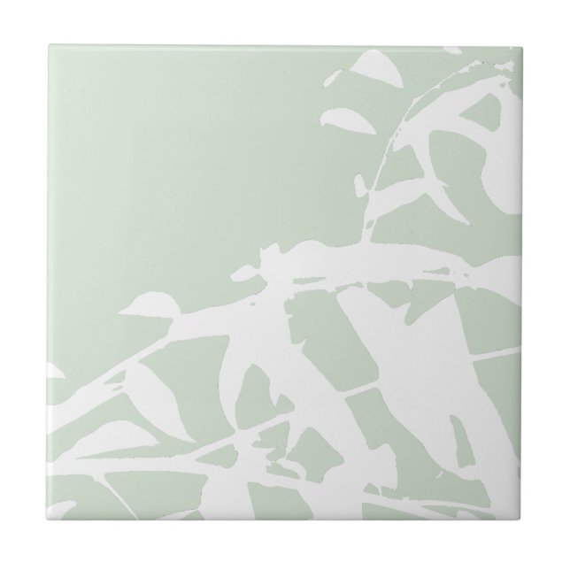 Customisable Willow Silhouette Sea Green Bathroom  Tile (Front)