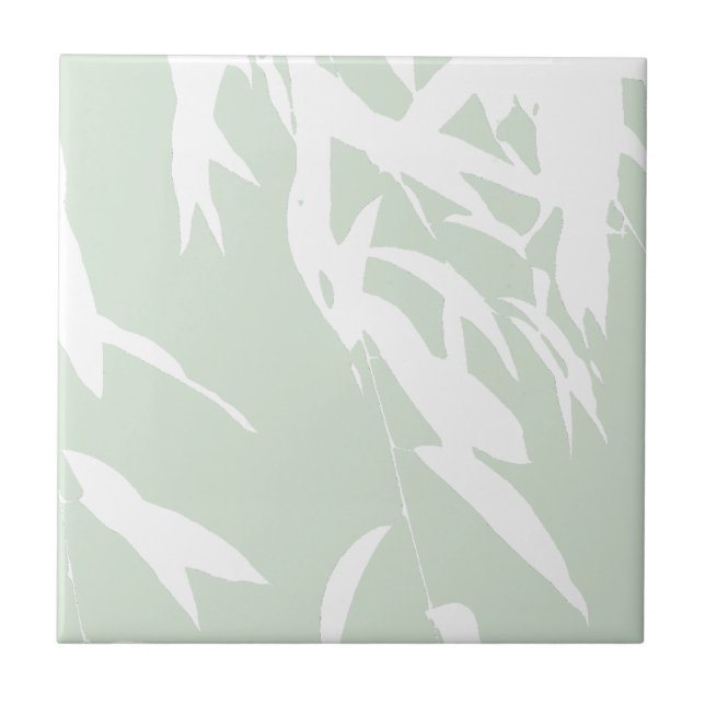 Customisable Willow Silhouette Sea Green Bathroom Tile (Front)