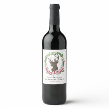 Customisable Wine Labels with Deer Head and Wreath