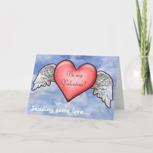 Customisable Winged Heart Holiday Card (Front)