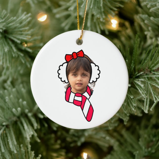 Customisable Winter Ear Muff Photo Booth Ceramic Tree Decoration (Tree)