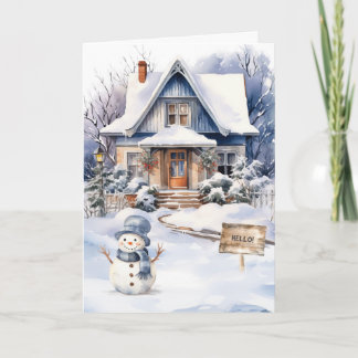 Customisable Winter Greeting Card – Snowy Delight