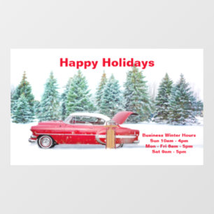 Customisable Winter Hour Business Sign, Vintage Window Cling