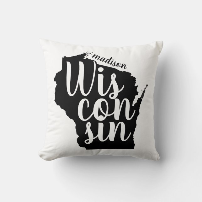 Customisable Wisconsin State and City Cushion (Front)