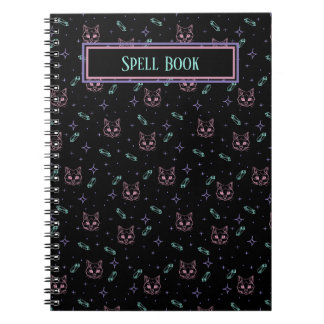 Customisable Witchy Cats and Crystals Pattern Notebook