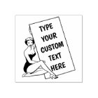 Customisable Woman Holding Blank Sign Rubber Stamp