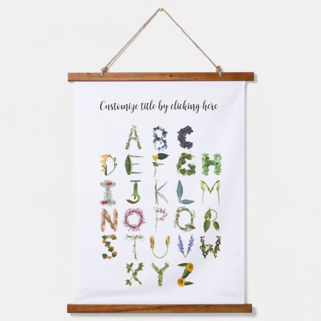 Customisable Woodland Nature Alphabet  Hanging Tap Hanging Tapestry (Front)