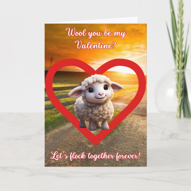 customisable Wool you be my Valentine Holiday Card (Front)